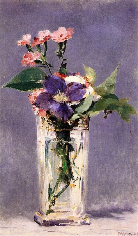 Pinks And Clematis In A Crystal Vase Edouard Manet Biblioklept