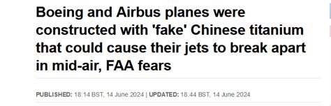 Airbusboeing Planes Used Fake Titanium From China