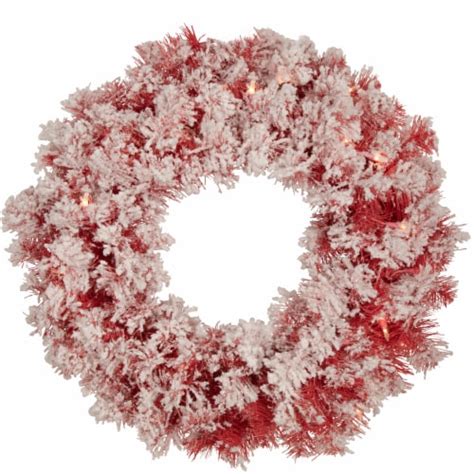 Northlight Pre Lit Flocked Red Artificial Christmas Wreath Inch