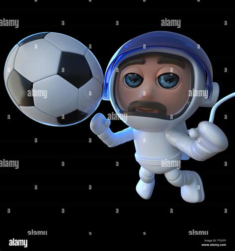 3d render of a funny cartoon spaceman astronaut character playing ...