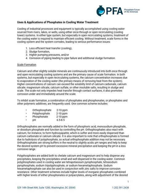 Uses Applications of Phosphates in Cooling Water Treatment | PDF ...