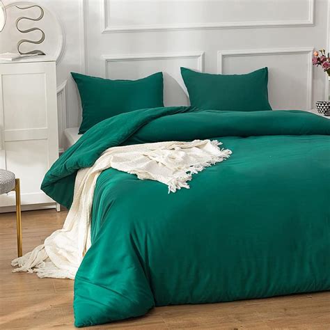 【だきます】 Wellboo Emerald Green Comforters California King Solid Dark