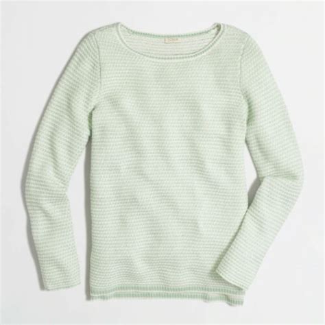 J Crew Mint Green Size Medium Chevron Stitch Merino Wool Boat Neck Sweater Ebay