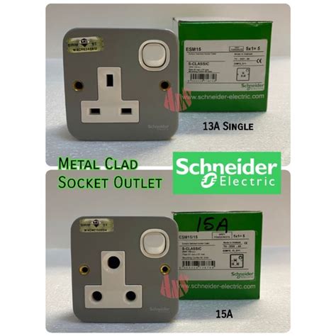 Schneider Electric Esm Metal Clad 13a 15a 1 Gang Single Switched Socket Esm15 Esm1515