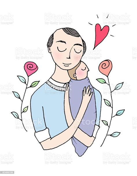 Man Holding Baby In His Arms Stock Illustration Download Image Now