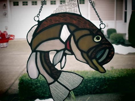 Hand Crafted Stained Glass Big Mouth Bass Fish By Chapman Enterprises