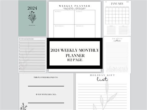 Floral 2024 Planner Monthly/weekly With NOTES - Etsy