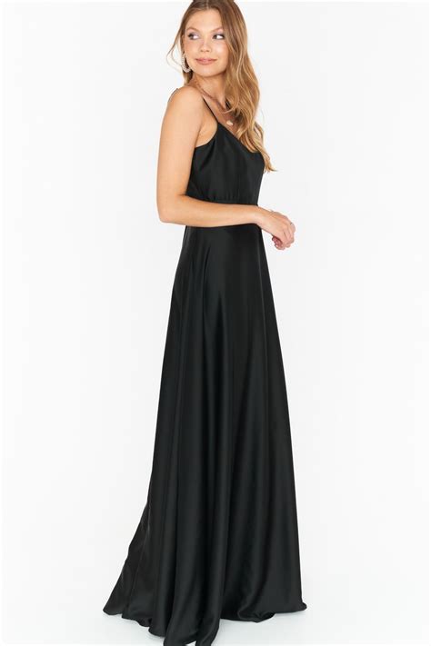 Faith Maxi Dress Black Luxe Satin Shopperboard