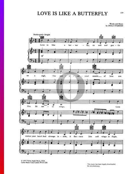 Love Is Like A Butterfly Dolly Parton Piano Sheet Music OKTAV