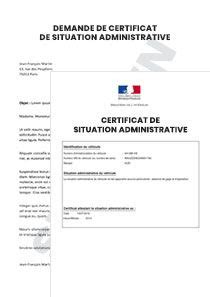 Demande de certificat de situation administrative d un véhicule d