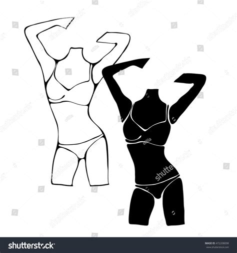 Beautiful Black White Nude Woman Silhouettes Stock Vector Royalty Free