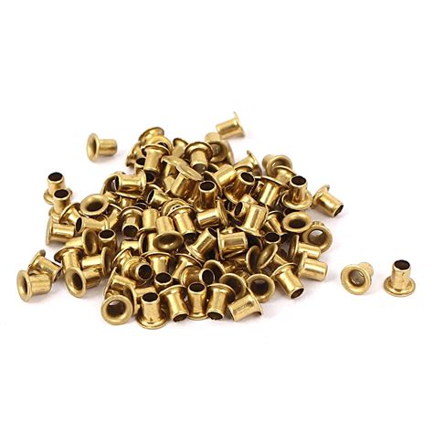 2 9mm X 4mm Double Sided Brass Plated Hollow Rivets Tool Gold Tone 100 Pcs Walmart Canada