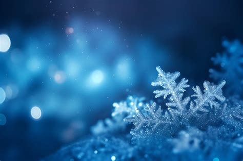 Fondo De Navidad Azul Con Copos De Nieve Ai Foto Premium