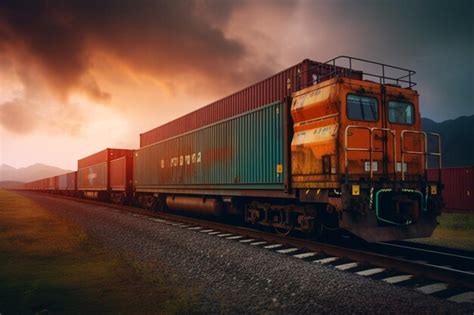 Un Tren Que Transportaba Contenedores De Carga Foto Premium