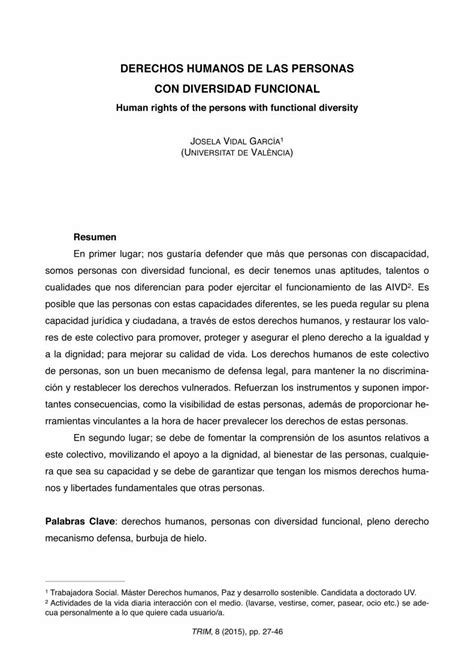 Pdf Derechos Humanos De Las Personas Con Diversidad Funcional