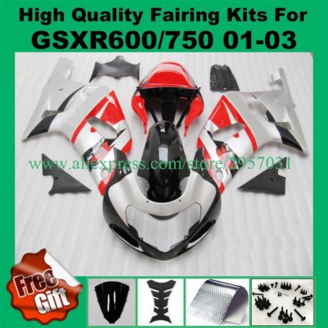 Injection Fairings For SUZUKI GSXR600 GSXR750 2001 02 2003 SILVER RED