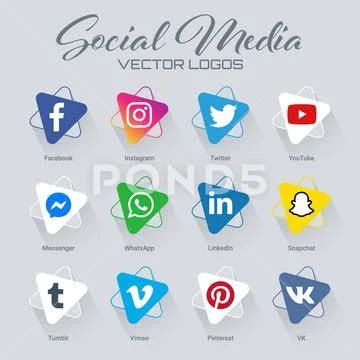 Popular Social Media Logos Collection Clip Art