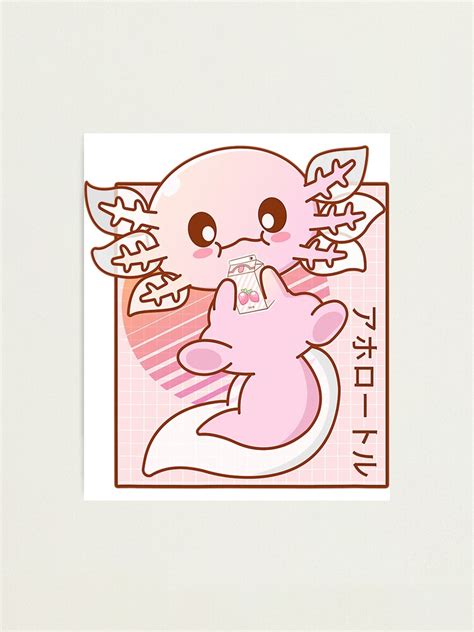 Lámina fotográfica Kawaii Axolotl Fresa Leche Japonés de RomeoStore1