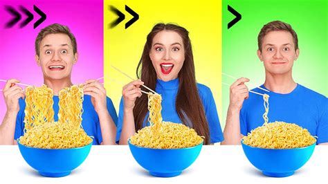 FAST, MEDIUM OR SLOW FOOD CHALLENGE || Try To Eat In 1 Second! Fastest ...