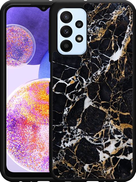 Samsung Galaxy A Hardcase Hoesje Zwart Goud Marmer Designed By Cazy