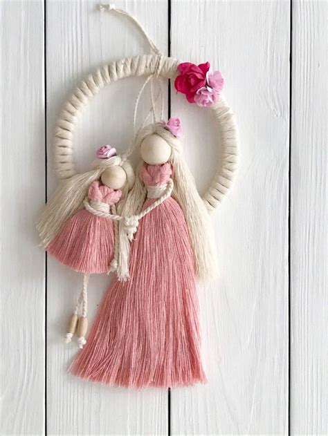 Macrame Doll Mother And Daughter Etsy Diy Yarn Dolls Doll Diy