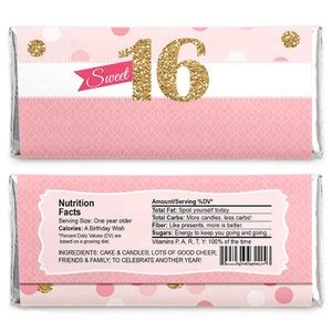 Sweet 16 Candy Bar Wrappers Sixteenth Birthday Party Candy Bar Wrapper ...