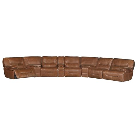 Brown Leather Match Power Reclining Sectional RC Willey