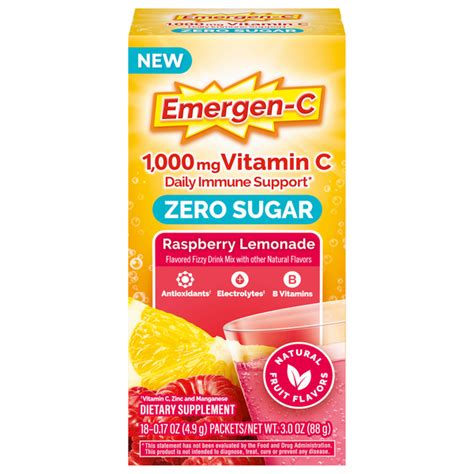 Save On Emergen C Zero Sugar Raspberry Lemonade Fizzy Drink Mix 18 Ct Order Online Delivery