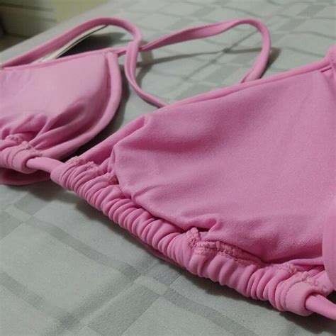 Ruffled Pink Bikini Set Women S Fashion Swimwear Bikinis Swimsuits On Carousell