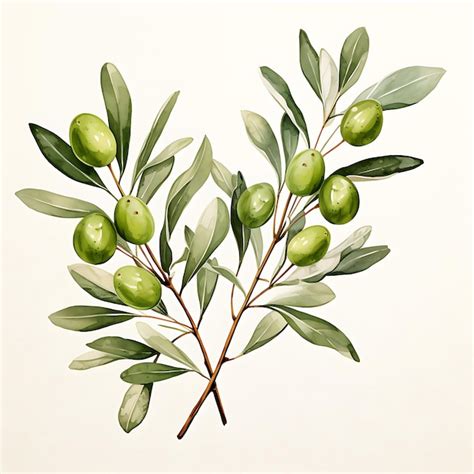 Premium Ai Image Watercolor Of Olive Branches Earthy Green