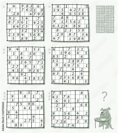 Logic Sudoku game. Set of different level puzzles. Worksheet for ...