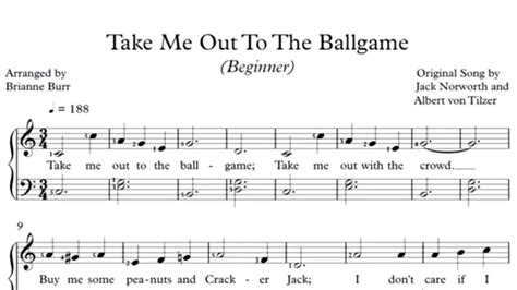 Take Me Out To The Ballgame Easy Piano Sheet Music Youtube