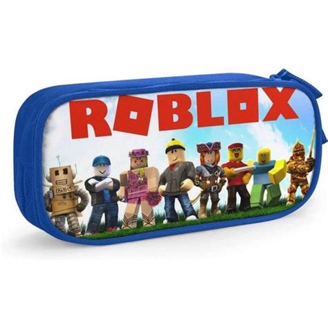 Trousse à crayons grande capacité Roblox Noir Cuir Fermeture