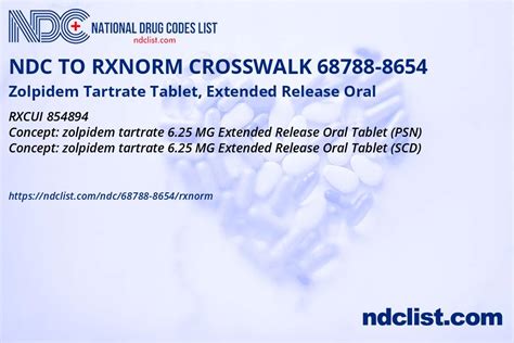 Ndc Rxnorm Crosswalk Zolpidem Tartrate Tablet Extended