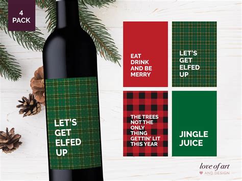 Christmas Wine Bottle Label Funny Holiday Wine Label Personalized Wine