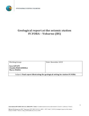 Fillable Online Geological Report At The Seismic Station IV VOBAVobarno