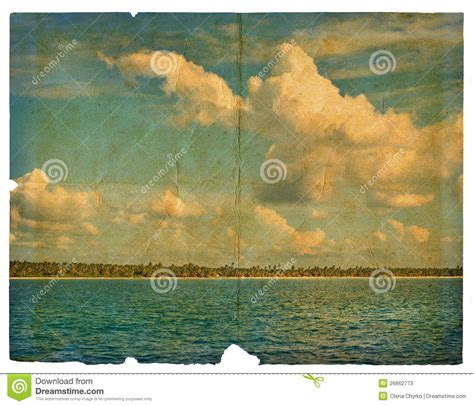 Landscape on old paper stock illustration. Illustration of beach - 26662773