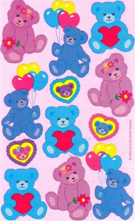 Teddy Bear With Hearts Maxi Sandylion Stickers Vintage Etsy Canada