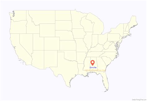 Map of Orrville town, Alabama