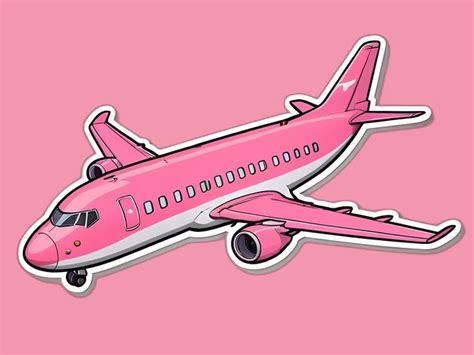 Premium Psd Cartoon Pink Airplane Sticker With White Contour Isolated