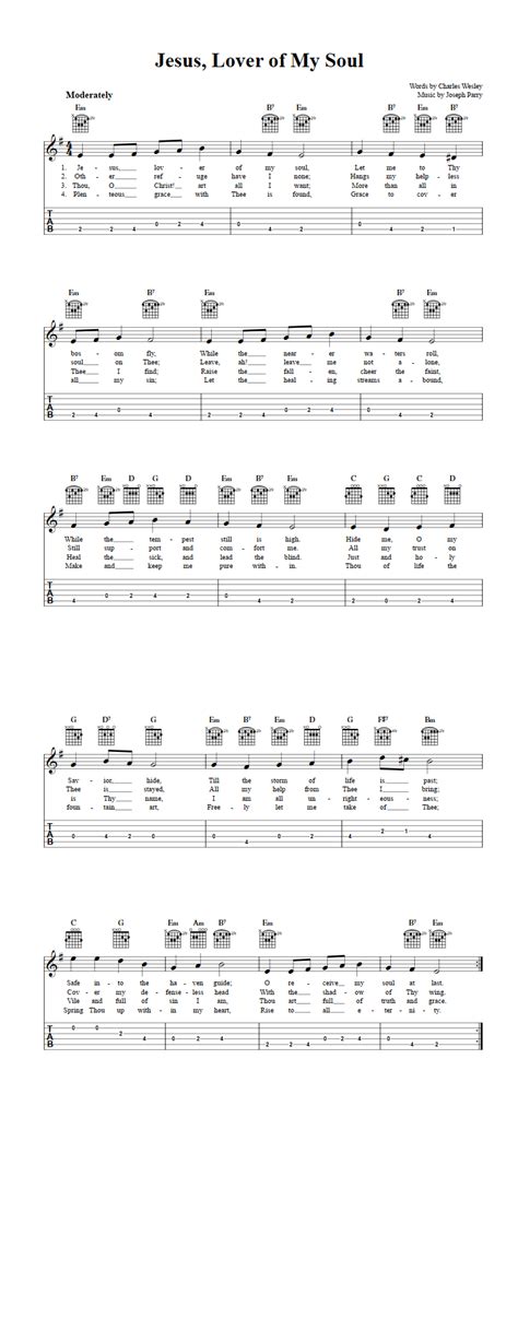 Jesus Lover Of My Soul Easy Guitalele Sheet Music And Tab With Chords And Lyrics