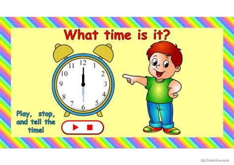 Tell the time (animated clock) …: English ESL powerpoints