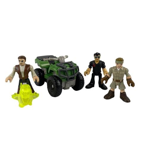 Mattel Toys Mattel Imaginext Jurassic World Dinosaur Green Atv4 Wheeler Toy 3 Men Figures