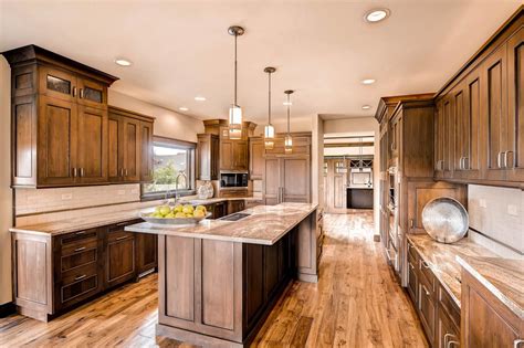 Love The Rich Brown Cabinets Not Too Dark And The Cabinet Design Contemporary Rustic Kitchen