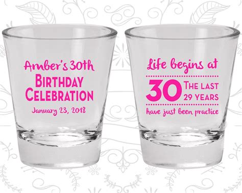 30th Birthday Shot Glass Birthday Celebration Life Begins At 30 Birthday Shot Glass Birthday