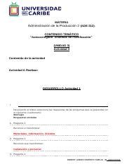 Adm De La Produccion Unid Actv Docx Materia Administraci N De