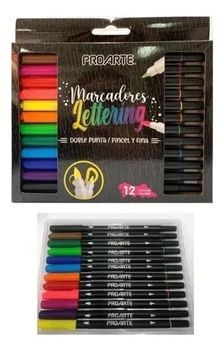 Marcador Doble Punta 12 Colores Lettering Proarte MercadoLibre