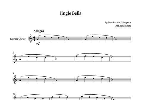 Jingle Bells Electric Guitar Arr Heisenberg By J Pierpont Sheet