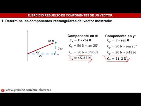 Ejercicio Resuelto De Componentes Rectangulares De Un Vector Youtube