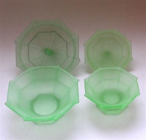 Art Deco Vanity Set Bagley Pressed Glass Whitby Pattern Etsy